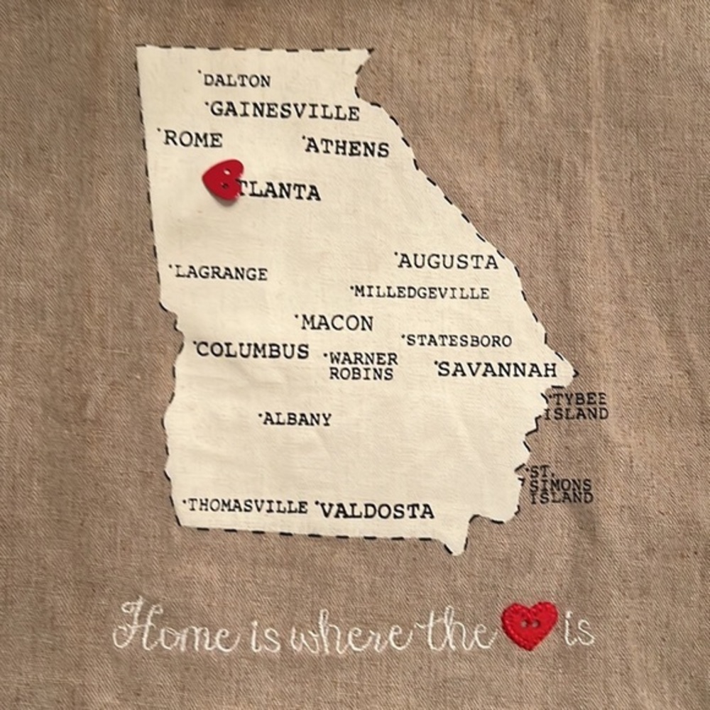 MUD PIE GEORGIA STATE LINEN DISH TOWEL - HOME IS WHERE THE HEART IS